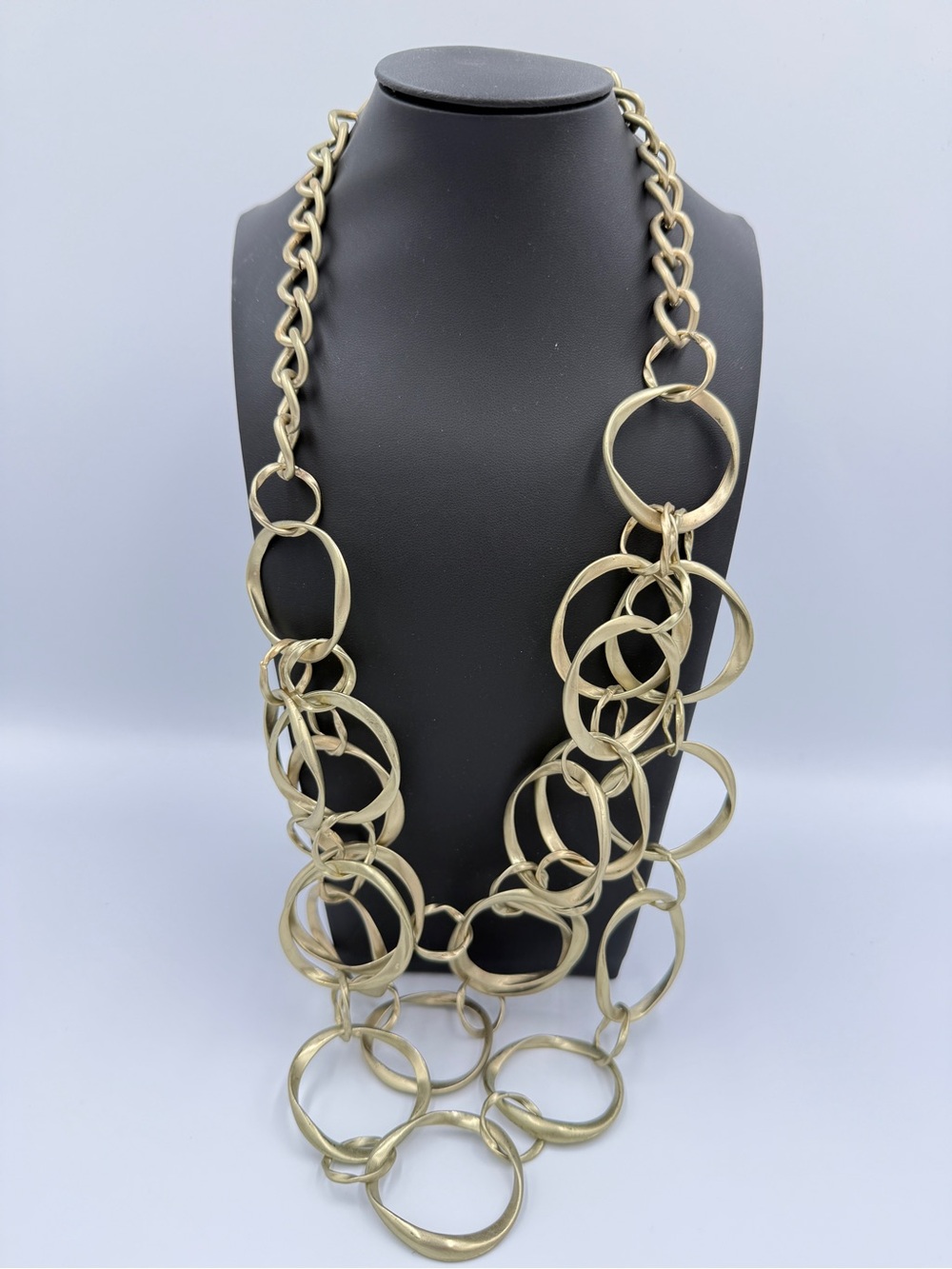 Long Gold-Link Multi Circle Necklace
